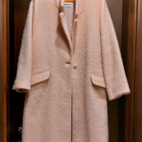 Mango Suit mohair coat, pastel pink, oversized, made to measure