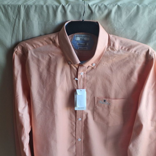 Berto Lucci Salmon Cotton Shirt XXL, new with tags