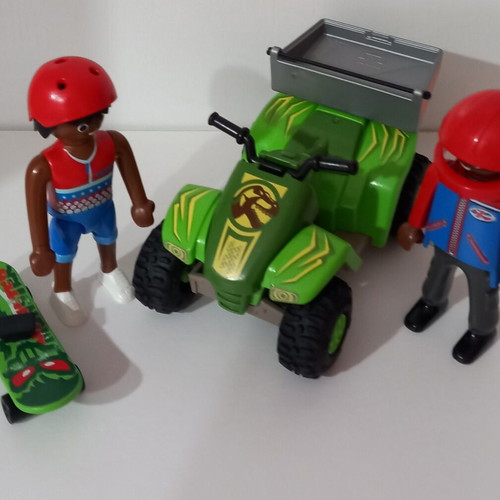 Playmobil figures with scooter and quad used, pull back action