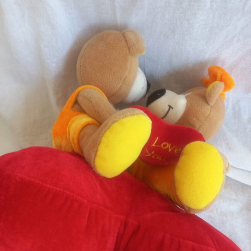 Romantic teddy bear set like new