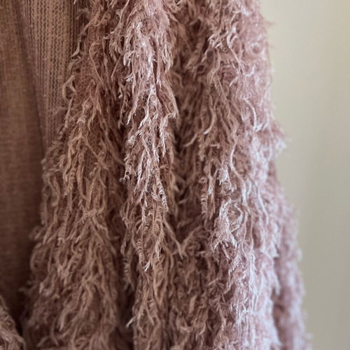 Bershka pink fluffy outerwear used, size M/L