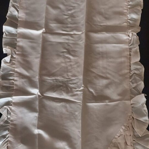 Satin bridal throw like new with large ruffle and exquisite design