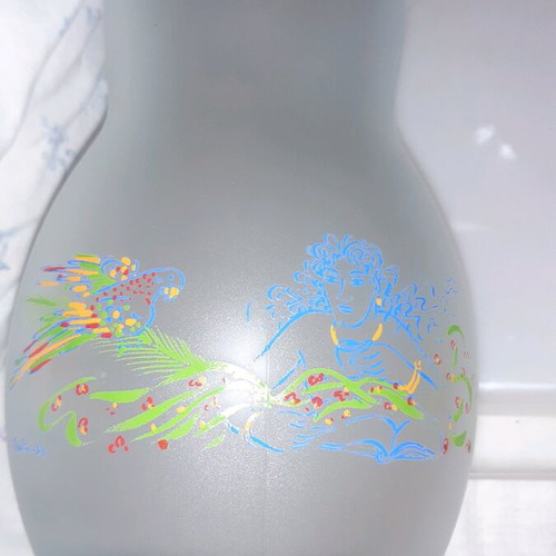 Glass Fumé Collectible Pitcher with Painting for Loumidis New