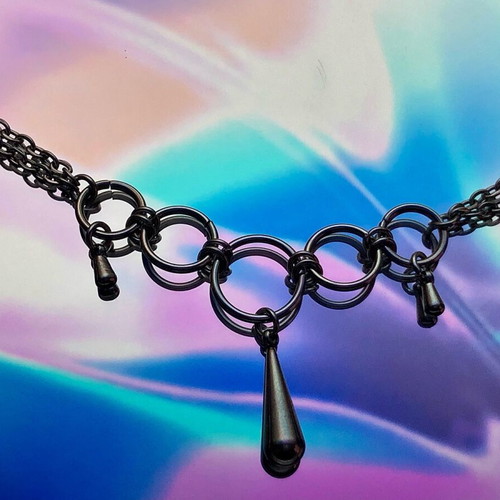 Handmade stainless steel punk necklace new silver color