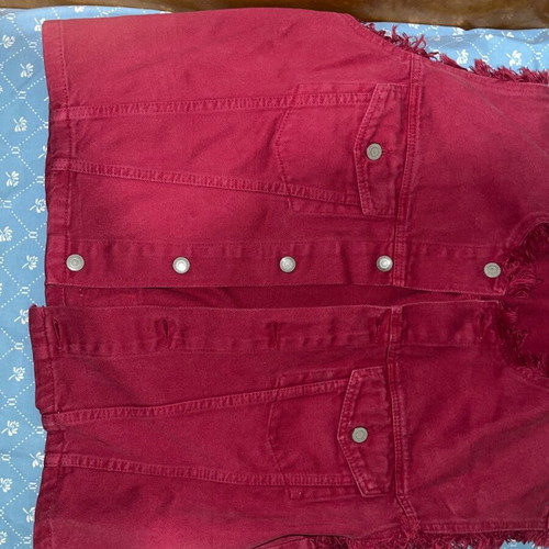 Red denim vest new, size L