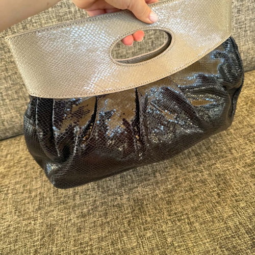 Nannini leather handbag like new, black and beige
