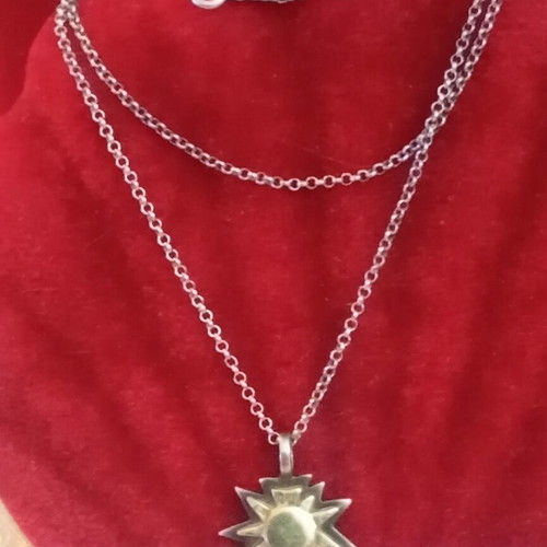 Silver-gold North Star pendant 950 750 with silver chain 925, 45cm