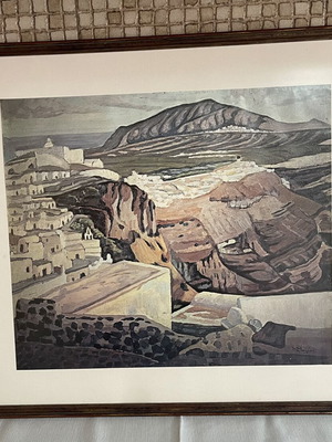 Vintage framed art print Santorini by Konstantinos Maleas like new 53x47 cm