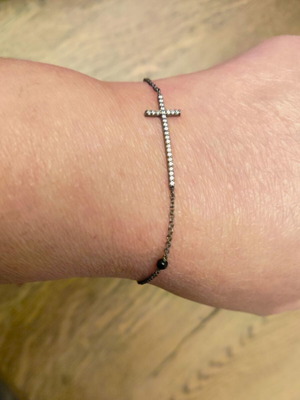 Silver 925 women's bracelet with cross and zirconia, new