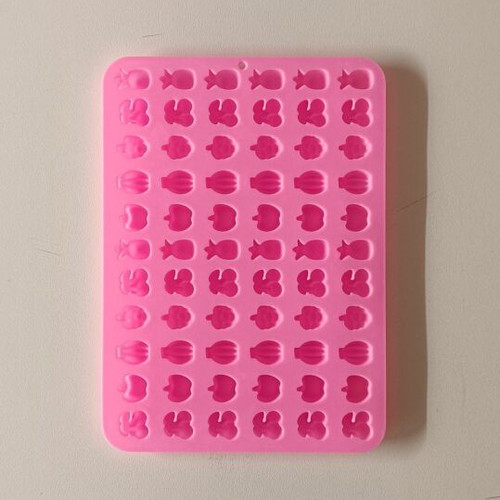 Silicone mold for gummies like new, fruit design, fuchsia color