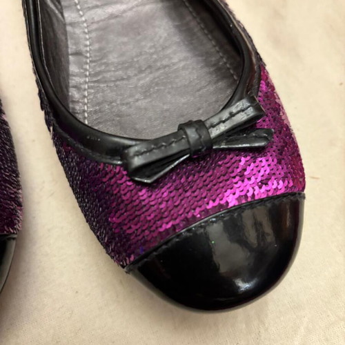 Car Shoe ballerinas like new with purple sequins and black patent leather size 37