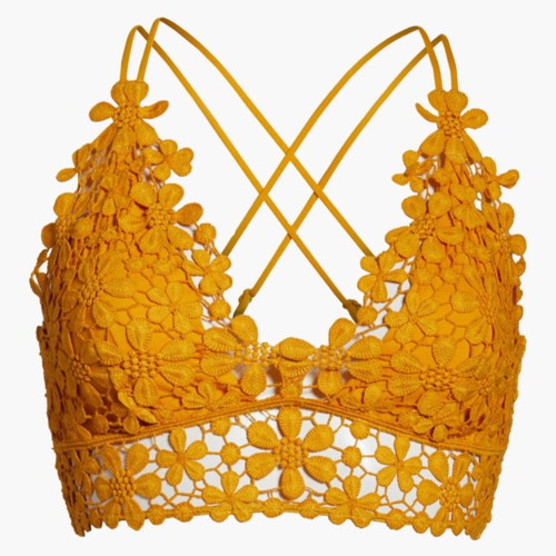 Free People Miss Dazie Crochet Lace Bralette like new, mustard