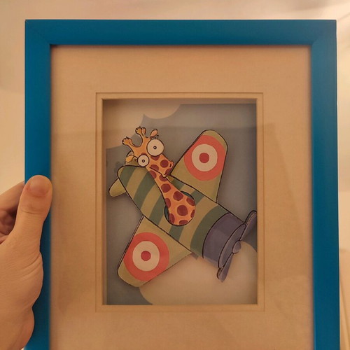 3D Giraffe Art Print in Wooden Frame like new, children's theme