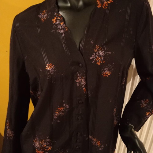 Oysho Oversized Floral Blouse 100% Viscose New, Dark Purple