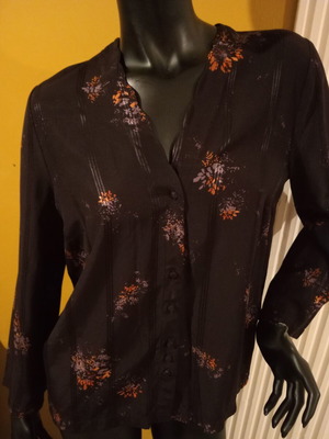 Oysho Oversized Floral Blouse 100% Viscose New, Dark Purple