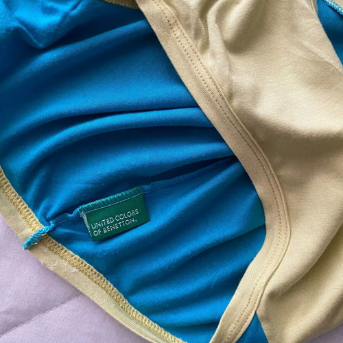 Benetton sleeveless top like new, yellow and blue, size S