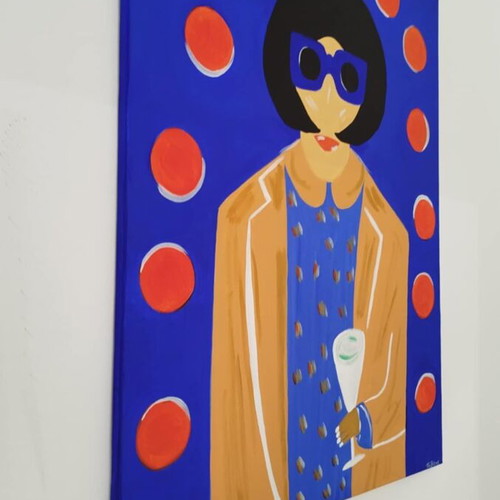 Painting on canvas acrylic pop art titled Kokteil new