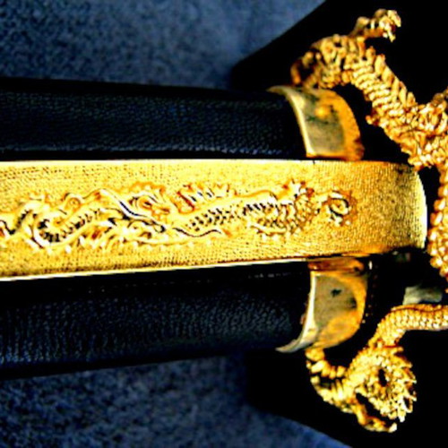Japanese Ninja collectible, 24K gold plated, handcrafted, 98cm with 5 accessories