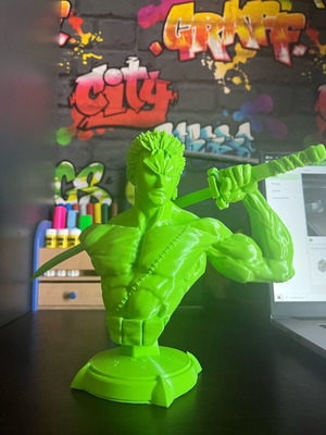 Roronoa Zoro 3D Printed Bust from One Piece new, neon green