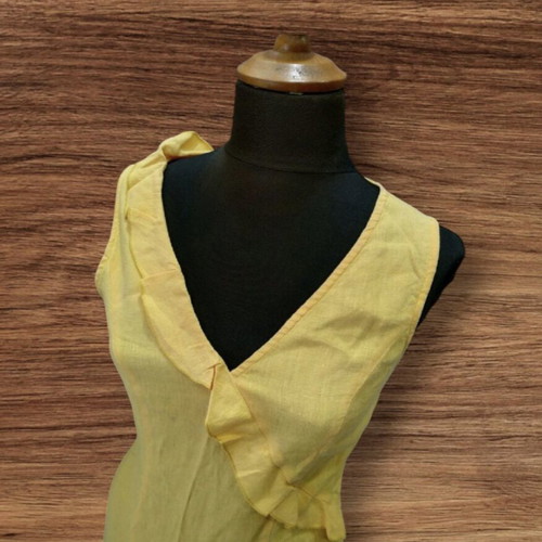 100% linen dress used, yellow, size M