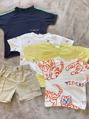 Σετ 5 μεταχειρισμένων μπλουζάκια και σορτς Zara 1,5-2 ετών 92