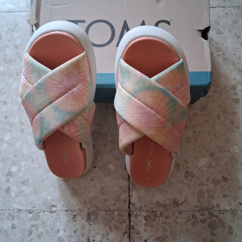 TOMS Alpargata Mallow Crossover Sandals New Candy Pink Tie Dye