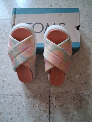 TOMS Alpargata Mallow Crossover Sandals New Candy Pink Tie Dye