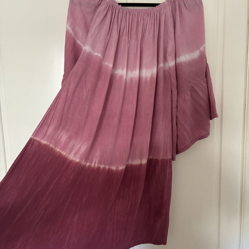 Tie Dye Pink Boho Mini Dress with Bell Sleeves, Like New