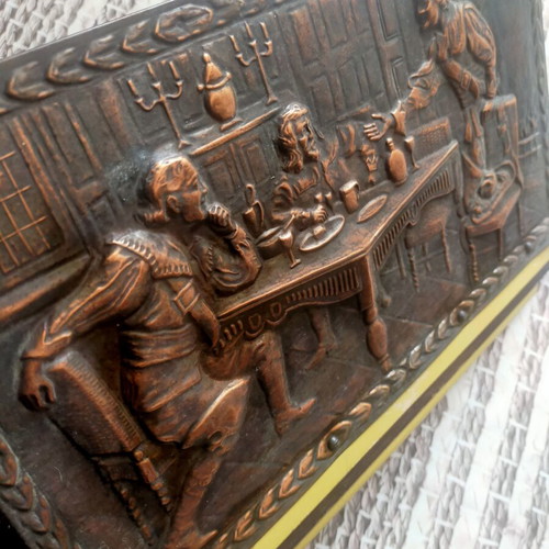 Decorative bronze relief plaque