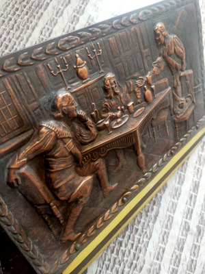 Decorative bronze relief plaque