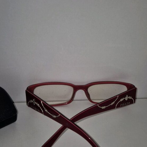 Prada VPR 071 red eyeglasses vintage Y2K Bayonetta style, like new
