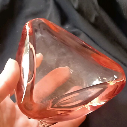 Glass ashtray used pink Murano style vintage collectible