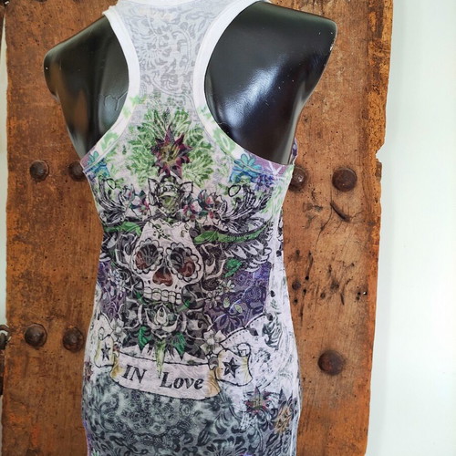 Vintage Y2K tattoo print maxi dress Ed Hardy style, like new