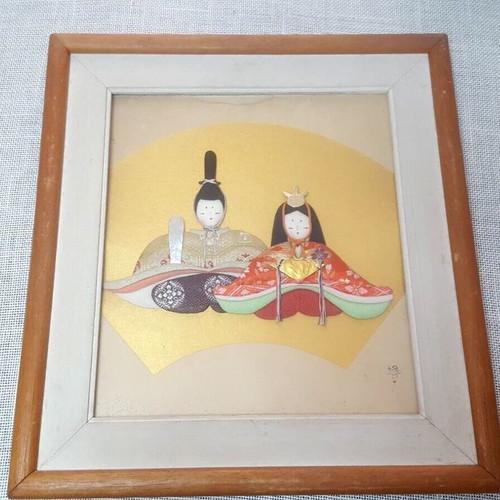 Vintage traditional Japanese artwork from silk fabric used