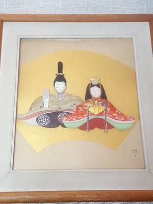 Vintage traditional Japanese artwork from silk fabric used