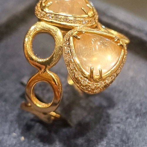 Ring pink k18 gold with brilliant new with gemological certificate