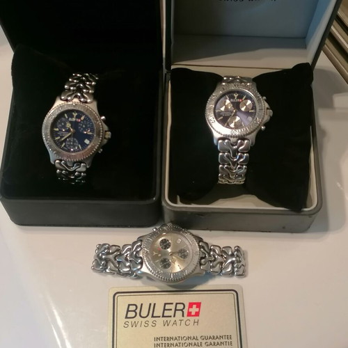 Buler Swiss chronograph watch like new, blue and silver