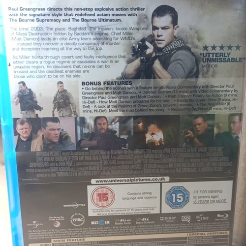 Green Zone Blu-Ray like new with English subtitles
