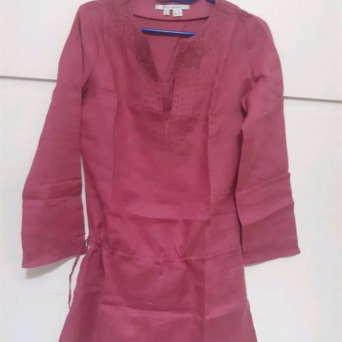 Boho dress Zara new, linen, fuchsia, embroidered, size M