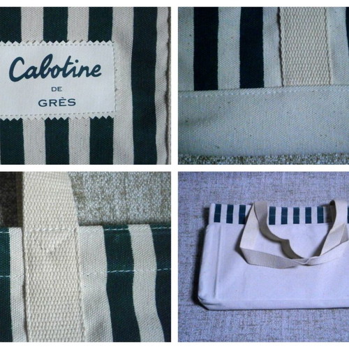 Cabotine de Gres women's hand bag new, fabric white and blue