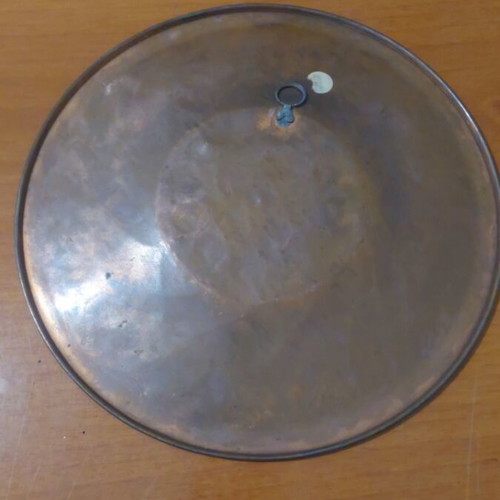 Copper hanging plate used, old, 23.5 x 23.5 cm