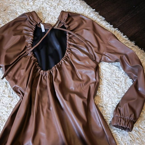Leather dress brown new ASOS