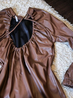 chinese dress ladies ASOS DESIGN Leather Look Corset Mini Shirt Dress In Brown Croc main image 1