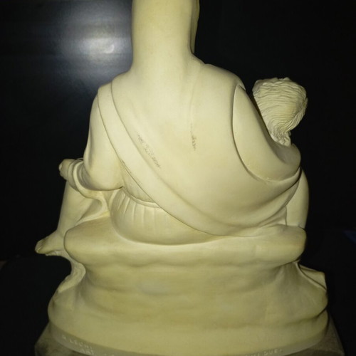 Panagia Pieta statue signed R.Leoni, 24cm, used, rare old copy
