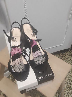Baboulas Shoes leather sandals size 37, black