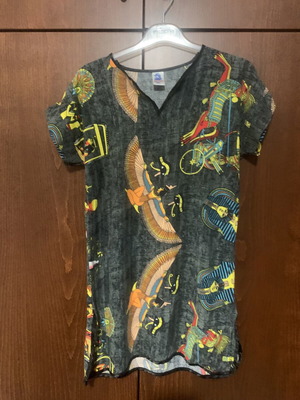 Pareo short beach dress with Egyptian designs like new, multicolor