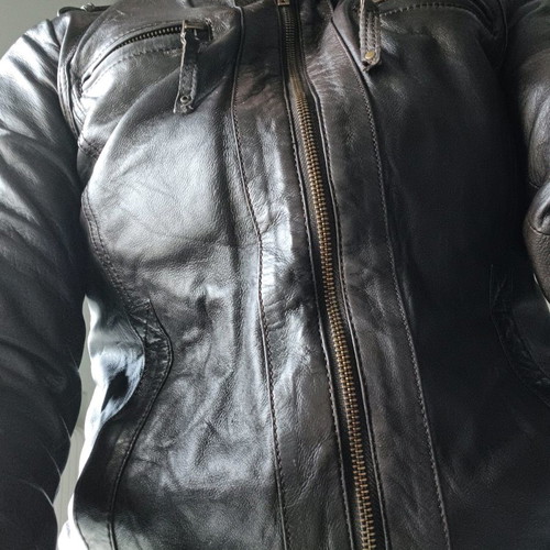 Pepe Jeans leather jacket used, brown, size M