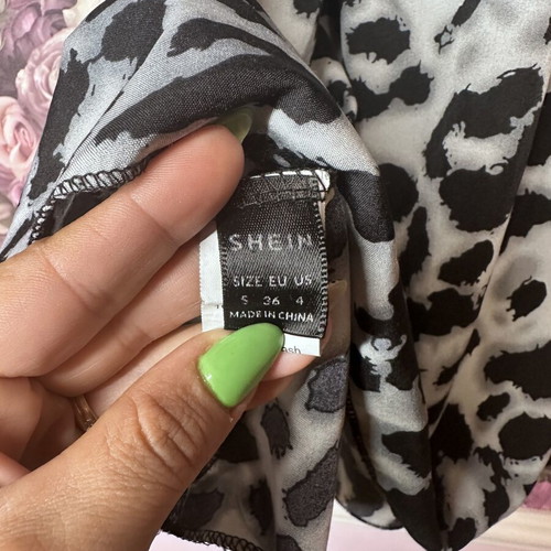 Shein short dress with black top and leopard print, size S/36
