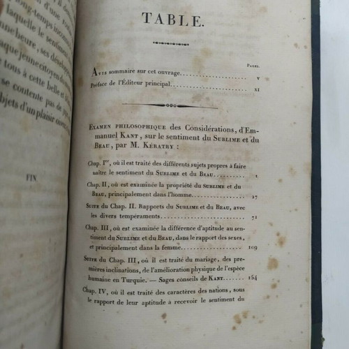 Philosophy Book Examen Philosophique sur le Beau et le Sublime 1823