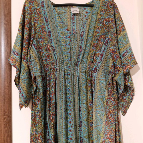 Kimono dress like new multicolor with green one size